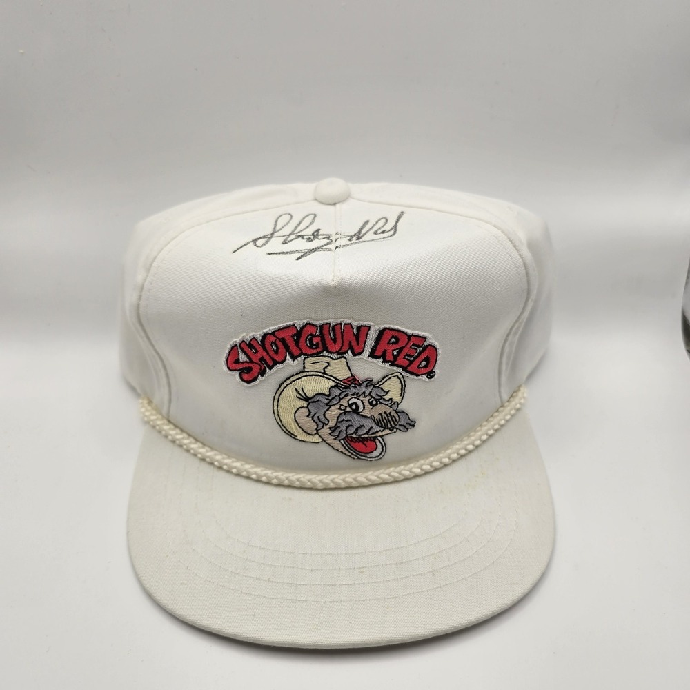 Vintage Shotgun Red Beer Snapback Hat Signed Rope Cap White One Size